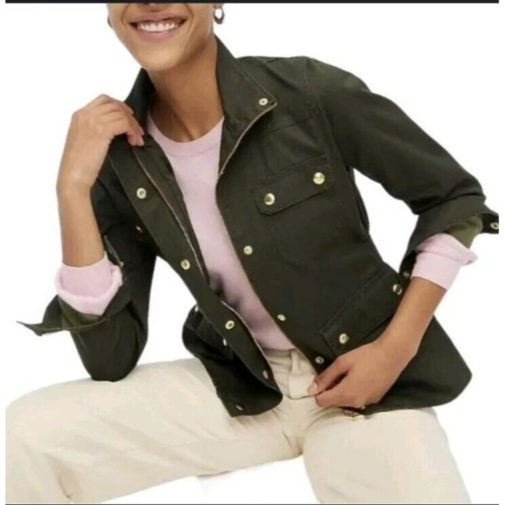 J. Crew Mercantile Downtown Field Jacket Green Utility Coat M Medium Petite $128